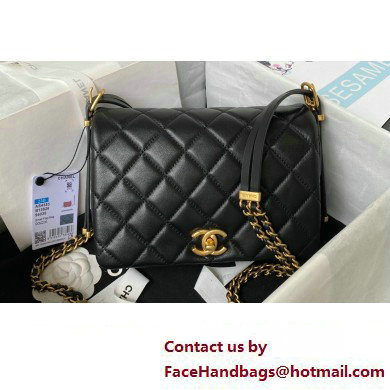 Chanel Lambskin & Gold-Tone Metal Small Flap Bag AS4353 Black 2023
